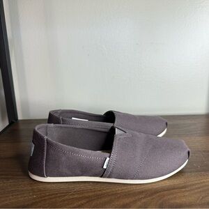 Toms Belmont Brown Canvas Slip On Shoes Sz 8 womens